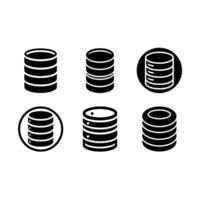 Database Icon and Linocut Silhouette Design vector