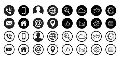 A Set of Essential Business Communication and Contact Web Icons for Web and App Design vector