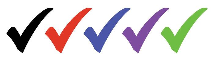 A Set of Five Checkmarks in Different Colors vector
