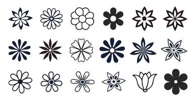 A Collection of Simple Flower Icons in Various Styles and Shapes vector