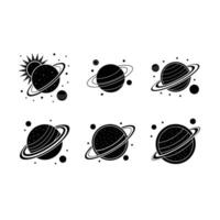 Solar System Icon - and Linocut Silhouette Design vector