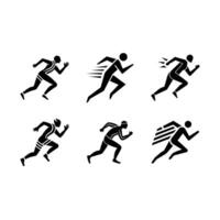 Dynamic Sprint Icon - and Linocut Silhouette Design vector