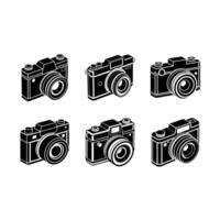Camera and Linocut Silhouette Design vector