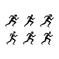 Running Icon and Linocut Silhouette Design vector