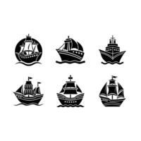 Ship Icon - and Linocut Silhouette Design vector