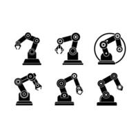 Robot Arm Icon - and Linocut Silhouette Design vector