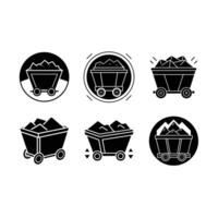 Mining Map Icon - and Linocut Silhouette Design vector