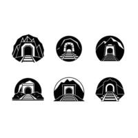 Mining Tunnel and Linocut Silhouette Design Art vector