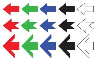 Arrow icon set, collection in multi color on a white background vector