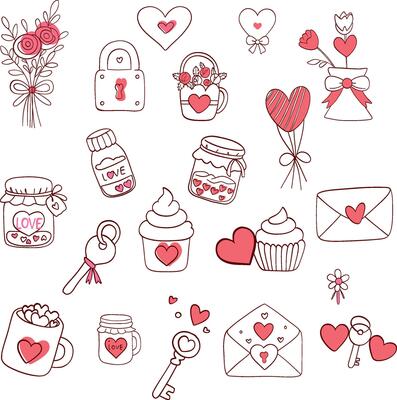 Cute Hand Drawn Valentine's Day Elements