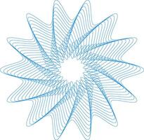 Circular rosette with hypnotic effect created by thin blue lines in a guilloche decorative element ideal for certificate, diploma, or currency design vector