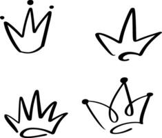 Hand drawn crown icon set, symbolizing royalty logo, leadership, and authority, perfect for branding, and design creative projects vector