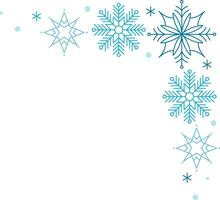 Light blue and turquoise snowflakes creating a winter or christmas themed border corner frame on a white background vector
