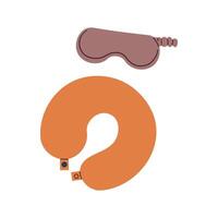 Travel icon set sleeping . Travel pillow concept. Set of travel objects isolated on white . Hand drawn doodle flat illustration for card , banner and web design. vector