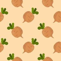 radish and turnip Fresh vegetables seamless pattern vector