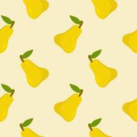 Pears Seamless Background. Pear fruit flat repeat background vector