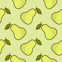Pear seamless pattern. Fruit flat repeat background vector