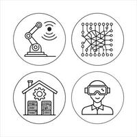 Editable Set Icon of Artificial Intelligence vector