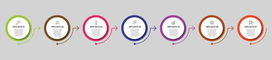 Infographic design business template with icons and 7 options or steps. square design or diagram vector