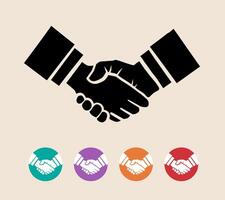 handshake set on light background vector
