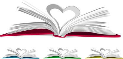 book with folded binding in the shape of a heart vector