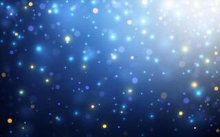 Blue Bokeh with Soft Yellow Lights. Abstract Sparkling Light on Dark Background, Background decoration vector