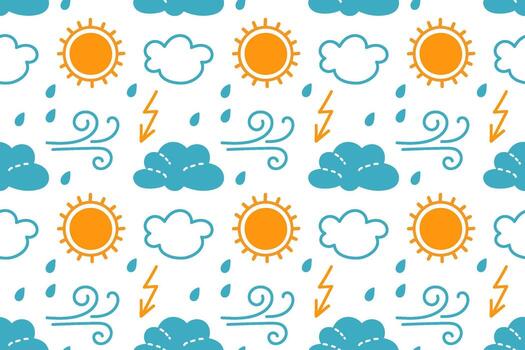 Weather icons in a colorful pattern showcasing different elements of nature vector