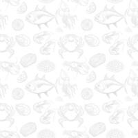 Seamless pattern,seafood,fish,tuna,line pattern,squid,crab,shrimp,lobster,caviar. Packaging, wrapping, background. vector
