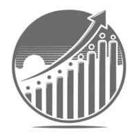 A black and white illustration of a graph going up vector