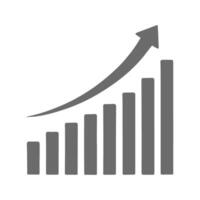 A graph chart with an arrow going up vector