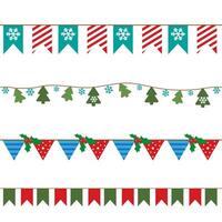 Horizontal flags pattern or garland set for Christmas of New Year design vector
