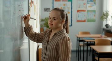 Empowering learning environment for students with down syndrome in a classroom setting photo