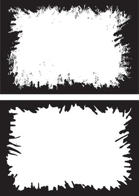 Intricately Designed Grunge Photo Frames Splattered, Jagged Borders with Dotted Gradient Interiors for Unique and Artistic Displays
