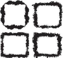 Unique Collection of Four Distressed Grunge Photo Frames Featuring Jagged, Textured Borders for Artistic and Edgy Visual Displays vector