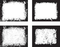 four square frames with grunge paint on them, Grunge Frame Collection, Four Rectangular Frames with Distressed and Jagged Borders for Artistic Visual Displays vector