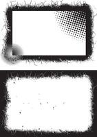 Grunge Photo Frame Duo Distressed Black Borders with Irregular Edges and Halftone Dot Interiors for Edgy and Artistic Visual Displays vector