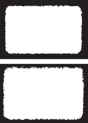 Dynamic and Edgy Grunge Frame Design set, Featuring Two Unique Rectangular Frames with Rough, Jagged Borders and Distressed White Interiors for Creative and Artistic Visual Displays