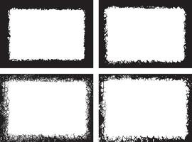 Dynamic Collection of Intricate Grunge Border Designs, Featuring Four Unique Rectangular Frames with Distressed Textures, I vector