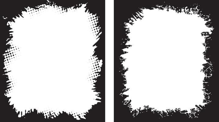 Vintage Edgy Dual-Frame Grunge Design Ink Splatter Borders with Irregular Patterns for Artistic and Unique Photo Displays, grunge border set