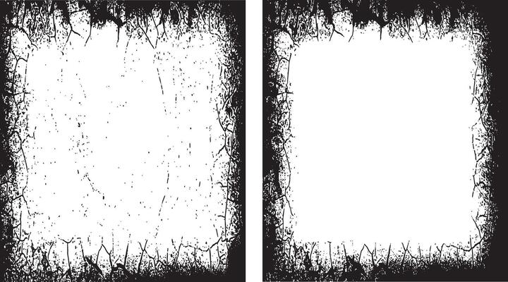 Vintage Grunge Border Frames, Distressed and Jagged Rectangular Frames for Artistic and Edgy Visual Projects