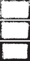 Edgy and Distressed Grunge Frame Collection, Featuring Three Rectangular Frames with Rough, Splattered Borders and White Centers for Artistic and Dynamic Visual Displays vector