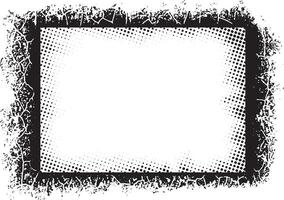 A Dynamic effect of Edgy Grunge Frame Designs, Featuring Intricate Patterns, Jagged Borders, and a High-Contrast Black and White Dot Gradient for Artistic and Unique Visual Displays vector