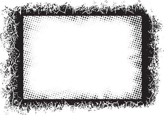 A Dynamic effect of Edgy Grunge Frame Designs, Featuring Intricate Patterns, Jagged Borders, and a High-Contrast Black and White Dot Gradient for Artistic and Unique Visual Displays