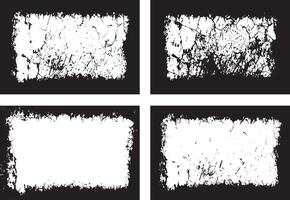 Distressed Grunge Frame Design Collection, Four Unique Rectangular Frames with Intricate Crack, Scratch, and Texture Patterns for Edgy and Creative Visual Projects vector
