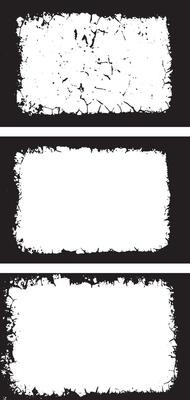 Grungy border set, Contrasting Grunge Frames, A Duo of Rectangular Frames with Distressed and Splattered Textures for Artistic Visual Displays