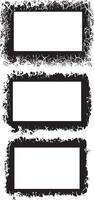 Set of Dynamic Grunge Photo Frame Trio Rough-Edged, grunge Splatter-Patterned Borders for Edgy and Artistic Visual Displays vector