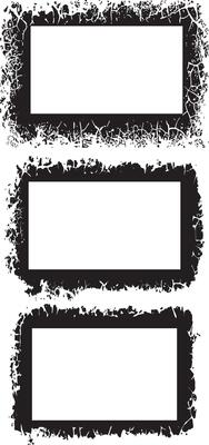 Set of Dynamic Grunge Photo Frame Trio Rough-Edged, grunge Splatter-Patterned Borders for Edgy and Artistic Visual Displays