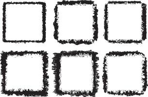 Grunge-Inspired Photo Frame Collection Trio of Unique Square Frames with Distressed and Textured Black Borders for Artistic and Edgy Visual Displays vector