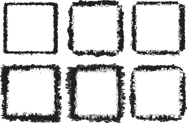 Grunge-Inspired Photo Frame Collection Trio of Unique Square Frames with Distressed and Textured Black Borders for Artistic and Edgy Visual Displays