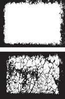 Black And White Dynamic Collection of Grunge Frame Designs, Featuring Two Rectangular Frames with Rough, Distressed Borders and Cracked, Fragmented White Centers for Artistic and Edgy Visual Displays vector